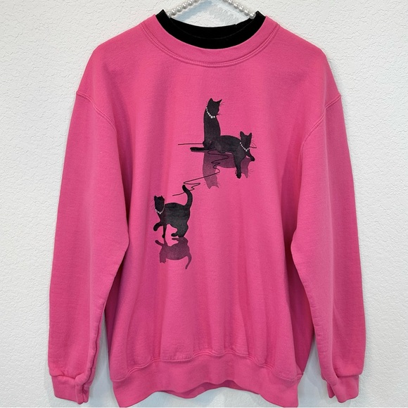 Vintage Sweaters Vintage 9s Country Store Pink Cat Grandma